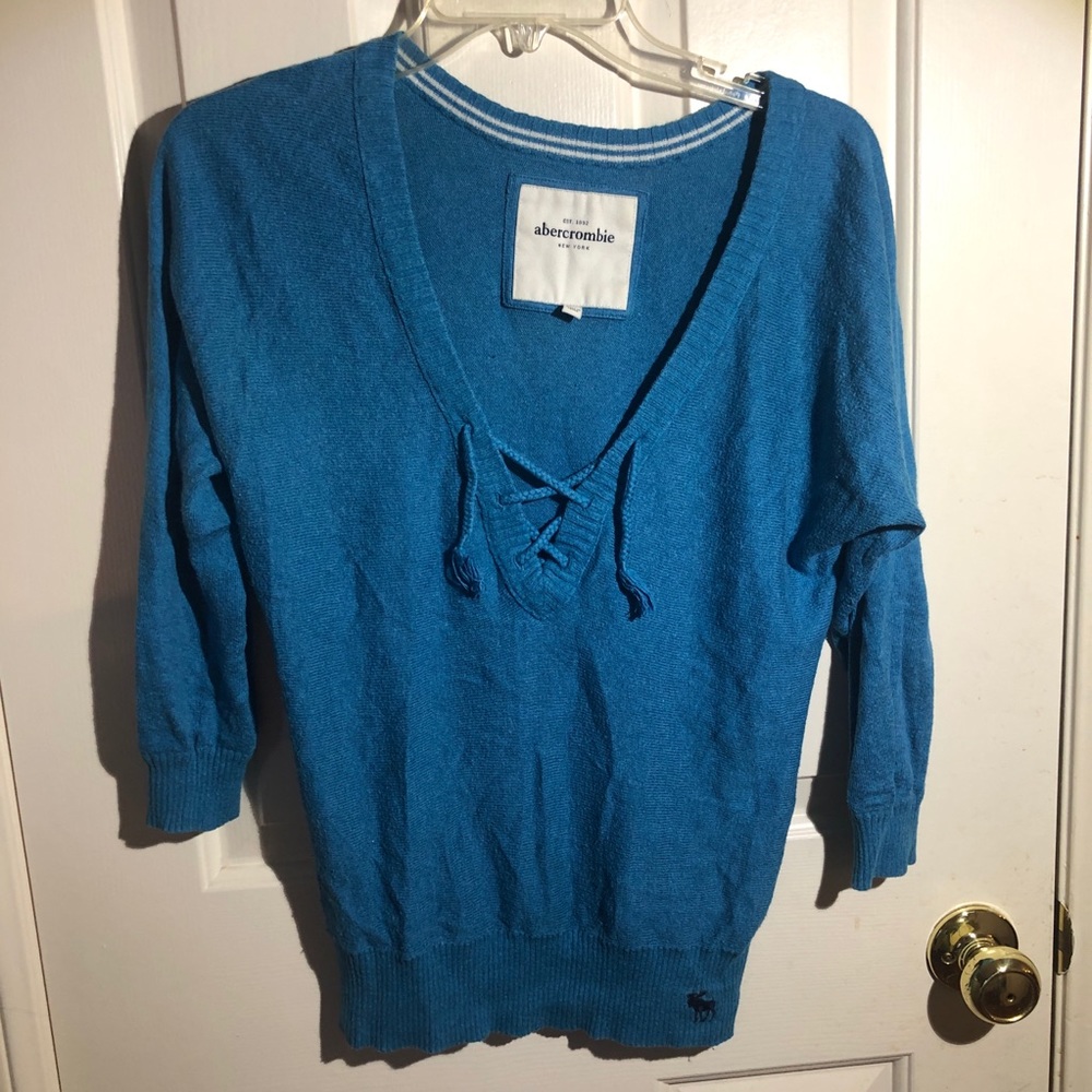 Abercrombie kids lace up sweater blouse L